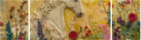 Obraz - Jednorożec z kwiatami (170x50 cm)