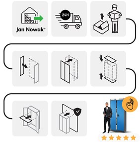 Szafa na dokumenty biurowa metalowa antracytowo-niebieska: JAN H, 900 x 1950 x 400 mm