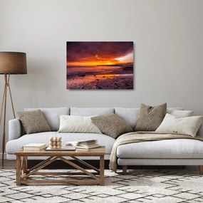 Obraz na szkle - zachód słońca nad morzem (70x50 cm)