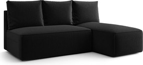Czarna rozkładana sofa narożna z funkcją spania C6-A00