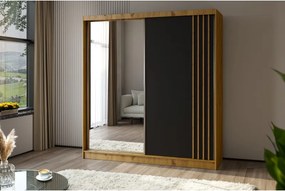 Szafa biała z lustrem przesuwna na ubrania NELI 200 cm szuflady