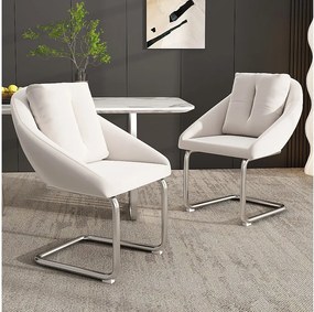 Zestaw 2 krzeseł welurowych - 82 x 57 x 54 cm - z poduszkami - Luksusowe obrotowe do salonu i sypialni - Łukowate nogi - Beżowe