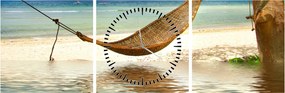 Obraz - Relaks na plaży (z zegarem) (90x30 cm)