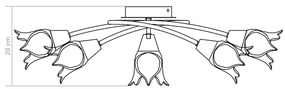 Lampa sufitowa z kloszami w formie kwiatów - EX214-Vessa