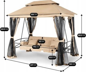 Huśtawka Ogrodowa CARMEN Beżowa/Czarna Nowoczesna