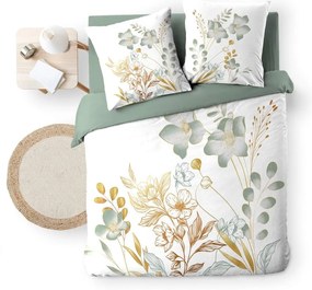 Biało-zielona bawełniana pościel dwuosobowa 240x220 cm Lolita – douceur d'intérieur
