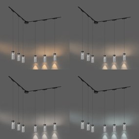 Nowoczesny system oświetlenia szynowego z 6 czarnymi lampami wiszącymi 1-fazowymi - Magnetic Vance