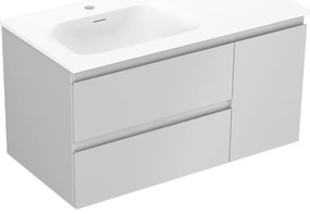 Mexen Orio szafka łazienkowa 90 cm z umywalką Vela lewą, 2S, 1D, szara mat/biała mat - 91A13-09047-3-BBFFF62-W23L01