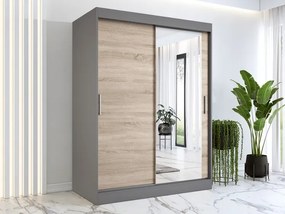 Szafa przesuwna antracyt + dąb sonoma 150 cm - Massi 4X