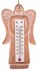Termometr ceramiczny anioł Suzane, brązowy, wys. 18 cm