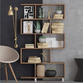 Nowoczesny regał orzechowy – 90 cm x 156 cm x 20 cm – orzech – płyta wiórowa pokryta melaminą