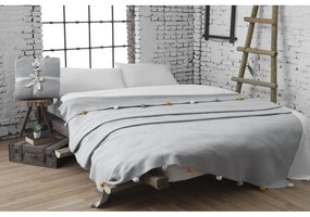 Szara polarowa narzuta 200x220 cm Pom Pom – Mijolnir