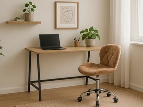Zestaw do biura stół TAYLOR SONOMA 100x50 cm + krzesło biurowe AVOLA VELVET jasnobrazowy
