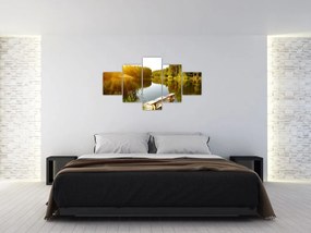 Obraz - Jezioro w pobliżu lasu (125x70 cm)
