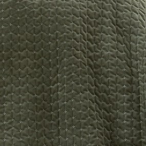 Zielona aksamitna narzuta pikowana 240x260 cm Attica Velvet Embroidered – Bianca