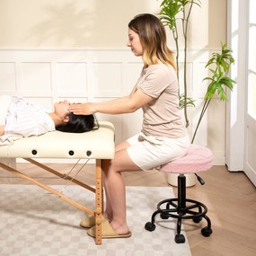 HOMCOM Regulowany hoker obrotowy 50-66 cm 360° obrotowy Ø50 x 50-66 cm Różowy