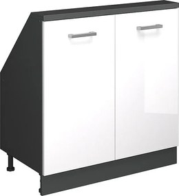 Szafka kuchenna na dach skośny biały wysoki połysk 80x46x81.6 r-line