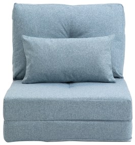 HOMCOM Fotel Podłogowy z Matą Do Spania, Design 2 w 1, Zdejmowana Poduszka, 60 x 80 x 56 cm, Niebieski Nieba