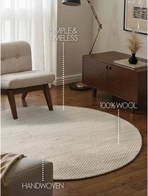 Kremowy wełniany okrągły dywan tkany ręcznie ø 160 cm Lyon Beans – Elle Decoration