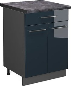 Szafka pod zlew ciemnoniebieski wysoki połysk 80x60x82 fame-line