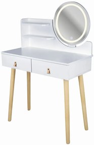 Biała toaletka kosmetyczna z lustrem LED - King 7X