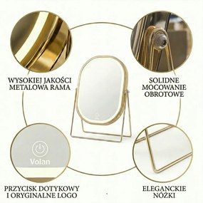 Lusterko Do Makijażu PREMIUM Kosmetyczne POŁYSK Metalowe PODŚWIETLANE LED