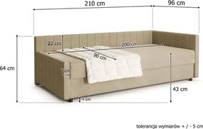 Łóżko kontynentalne Harmona 90x200 z pojemnikiem sprężyny bonell łóżko młodzieżowe jednoosobowe