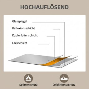 HOMCOM Lustro ścienne, 40 x 60 cm, dekoracyjne lustro wiszące, łatwy montaż, w zestawie śruby | Aosom PL