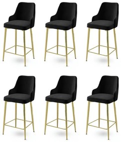 Zestaw krzeseł barowych Enox Black and Gold, 6szt.