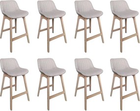 Komplet dębowych krzeseł wyspowych i barowych z siedziskiem z tkaniny MELLOW o szerokości 65 cm