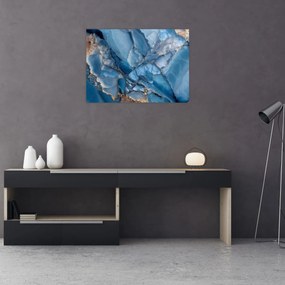 Obraz na szkle - Niebieski zróżnicowany marmur (70x50 cm)