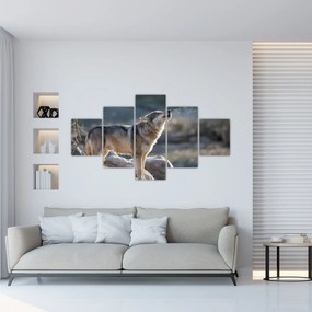 Obraz - Wyjący Wilk (125x70 cm)