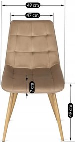 Zestaw Stół Prostokątny Rozkładany SKUBI 120-160 cm Dąb Artisan i 4 Krzesła Tapicerowane RODRI Beżowe Welurowe Nowoczesne