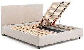 Beżowe tapicerowane łóżko dwuosobowe c 160x200 cm Myra Slim Line – Bonami Selection
