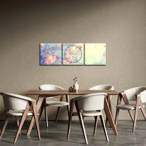 Obraz - Listki w lodzie (z zegarem) (90x30 cm)