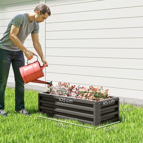 Outsunny Metalowe podwyższane grządki 2 sztuki otwarte dno do ogrodu i na balkon 110x50x30 cm ciemnoszare | Aosom PL