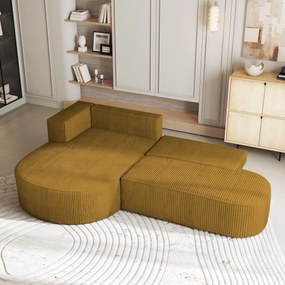 Masseno Narożnik CORTIO z funkcją spania i pojemnikiem na pościel Narozniki L, Rozkładana sofa - Żółty, POSO 01