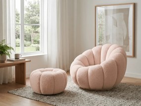 Fotel designerski BLOOM z podnóżkiem, jasnoróżowy