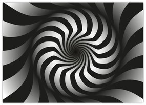 Obraz na szkle - Abstrakcyjny obraz czarno - białej spirali (70x50 cm)