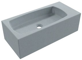 Umywalka betonowa wisząca / nablatowa prostokątna bez otworu na baterię 65 x 30 cm z półką ZALM | różne kolory : Kolor - Ciemny szary, Typ montażu - podwieszana