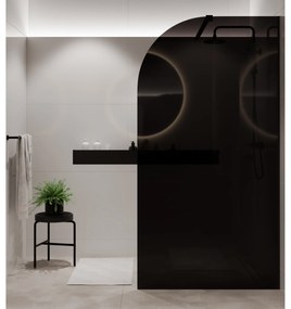 Ścianka prysznicowa WALK IN FIX czarna półokrągła 8 mm MOLIS Black Moon MASSI | różne rozmiary : Kolor profili kabiny - złoty szczotkowany, Szerokość ścianki - 100 cm, Typ montażu - WALK in FIX (Do ściany)