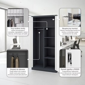 Szafa gospodarcza zamykana szara DAWID 900 x 1850 x 450 mm