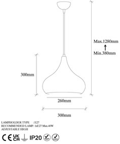 Lampa wisząca z metalowym kloszem ø 26 cm Muba – Opviq lights
