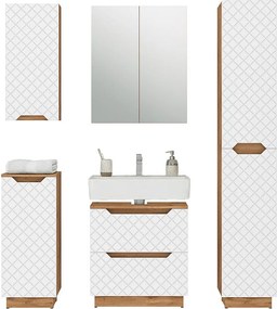 Zestaw mebli łazienkowych dąb/biały ze strukturą płytek 59.8x32x62.5 lotta