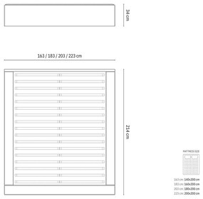Jasnoróżowe tapicerowane łóżko dwuosobowe ze schowkiem i stelażem 200x200 cm Simon – Micadoni