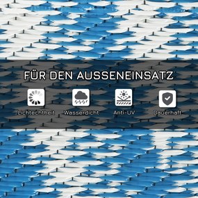 Outsunny Mata zewnętrzna obrotowa, wodoodporna, wzór liści, 182x274cm, Niebieski/Kremowy