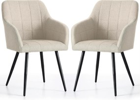 Zestaw 2 beżowych krzeseł tapicerowanych - Cormelis 3X