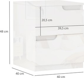 HOMCOM szafka nocna, stolik boczny ze szufladami, płyta wiórowa, stylowy, biały