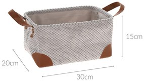 Koszyk do przechowywania, sztruks z uchwytami, 30 x 20 x 15 cm