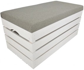 Pufa kufer skrzynia drewniana sosnowa siedzisko 80cm malowana biała